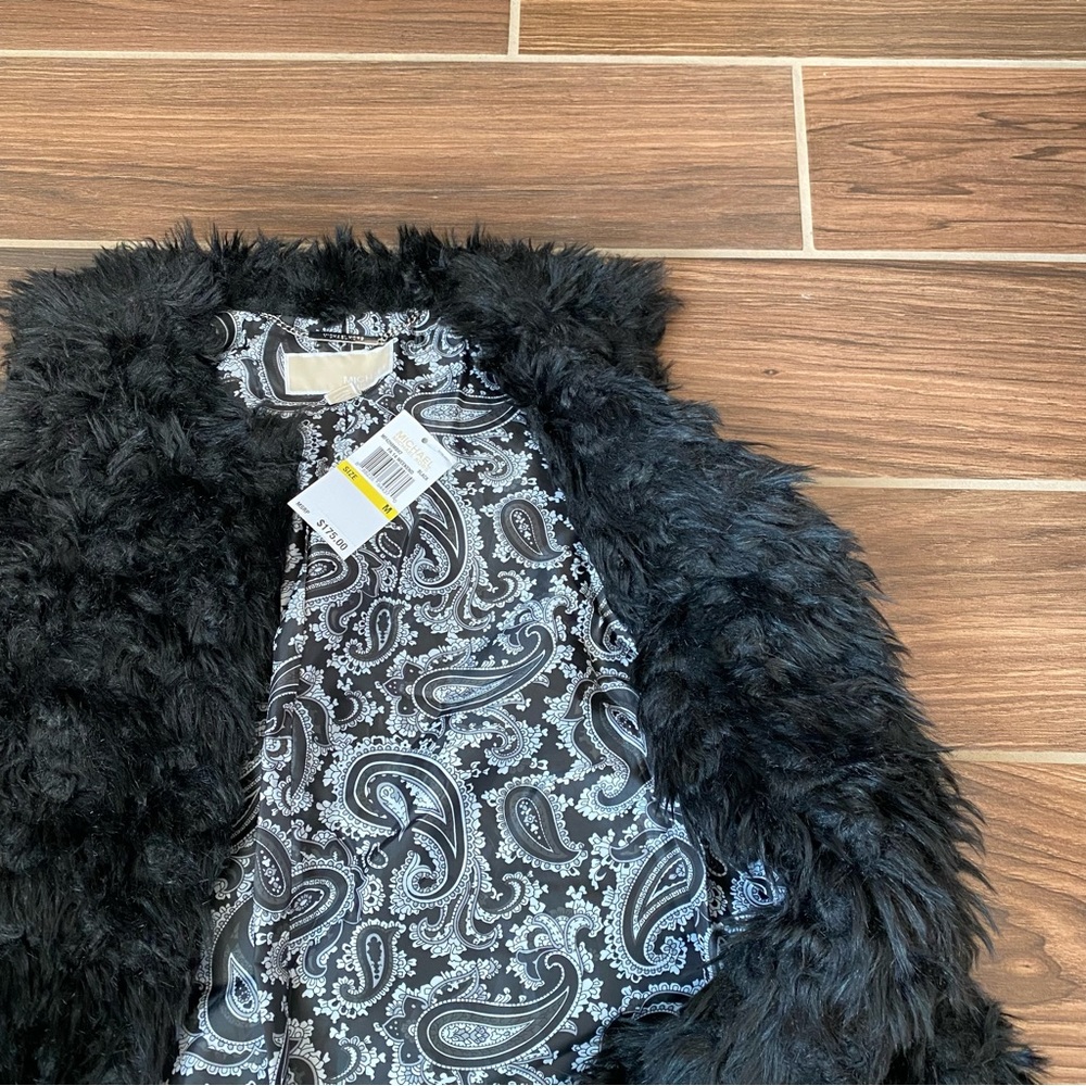 Michael Kors Faux Lamb Fur Black Vest M - Picture 4 of 6